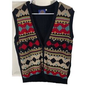 Vintage Women’s LG Southwest Aztec Sweater Vest Boho Y2K Hippie Grunge Granola